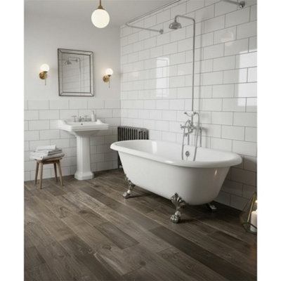Marlborough Premium Walnut Matt Porcelain Wood Effect Floor Tile (9 Pack1 Box1.22 M2 Coverage)Bathroom- Inspired By Latin America from B&Q