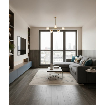 B&Q -  Premium Walnut Matt Porcelain Wood Effect Floor Tile (45 Pack5 Box6.1M2 Coverage)Tv Room- Inspired By Latin America