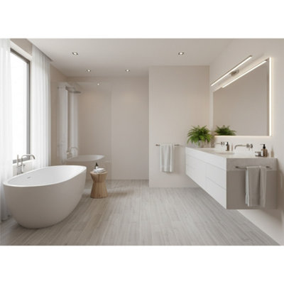Marlborough Premium Ash Grey Matt Porcelain Wood Effect Floor Tile (135 Pack15 Box18.3M2 Coverage)Bath- Inspired By Latin America from B&Q