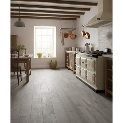 Marlborough Premium Ash Grey Matt Porcelain Wood Effect Floor Tile (180 Pack20 Box24.4M2 Coverage)Kitchen- Inspired By Latin America from B&Q