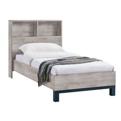B&Q -  Alder Bookcase Headboard BedGrey Oak Single (90Cm)