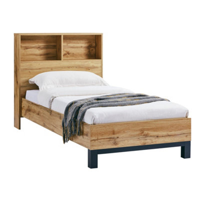 Oakham Alder Bookcase Headboard BedLight Oak Single (90Cm) from B&Q