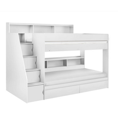 Oakham Pine Staircase Bunk All White Single (90Cm) from B&Q