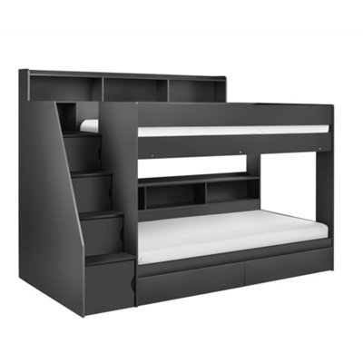 Oakham Pine Staircase Bunk Anthracite Single (90Cm) from B&Q