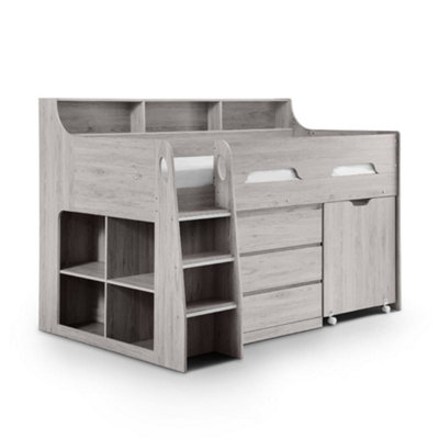 Oakham Lake Midsleeper Grey Oak Single (90Cm) from B&Q