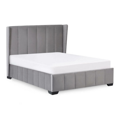 Oakham Mountain Grey Velvet Upholstered Bed Double (135Cm) from B&Q