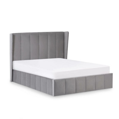 Oakham Mountain Grey Velvet Upholstered King Ottoman Storage Bed King (150Cm) from B&Q