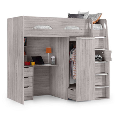 Oakham Granite Highsleeper Grey Oak Single (90Cm) from B&Q
