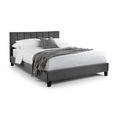 Oakham Pebble Grey Velvet Upholstered Bed Single (90Cm) from B&Q