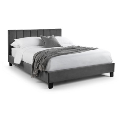 Oakham Pebble Grey Velvet Upholstered Bed Small Double (120Cm) from B&Q