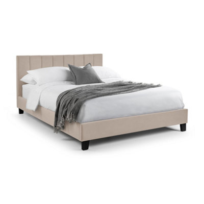 Oakham Pebble Cream Velvet Upholstered Bed Small Double (120Cm) from B&Q