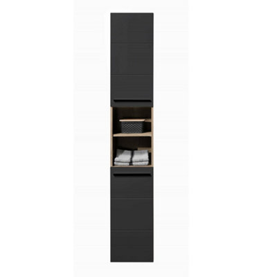 Oakham Premium Summit Black Tall Cabinet from B&Q