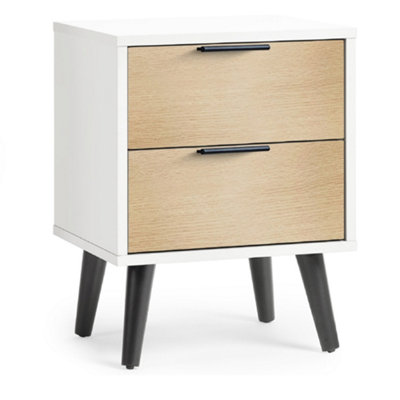Oakham Premium Arden 2 Drawer White & Oak Bedside Unit from B&Q