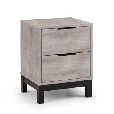 Oakham Premium Kora 2 Drawer Grey Oak Bedside Unit from B&Q
