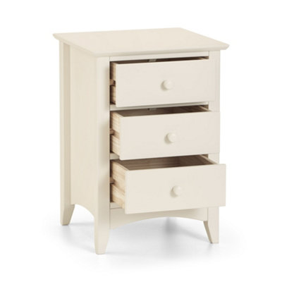 Oakham Premium Luma 3 Drawer Stone White Bedside Unit from B&Q