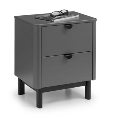 Oakham Premium Nova 2 Drawer Storm Grey & Black Bedside Unit from B&Q