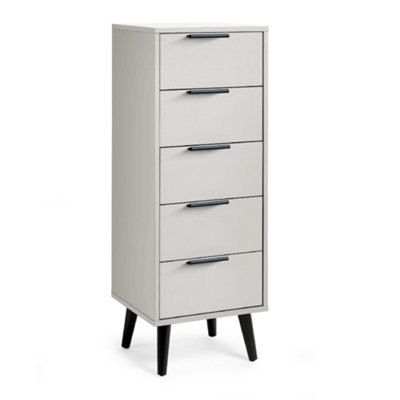 Oakham Premium Arden 5 Drawer Narrow ChestSilk Grey from B&Q