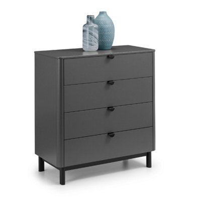 Oakham Premium Nova 4 Drawer ChestStorm Grey & Black from B&Q