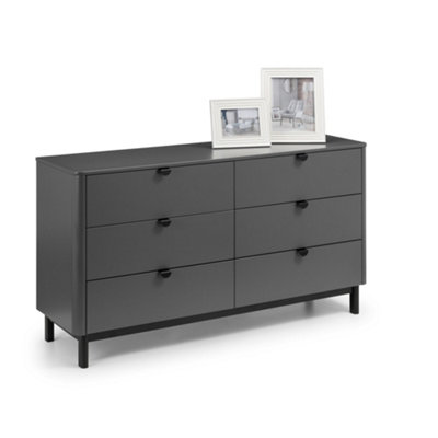 Oakham Premium Nova 6 Drawer Wide ChestStorm Grey & Black from B&Q