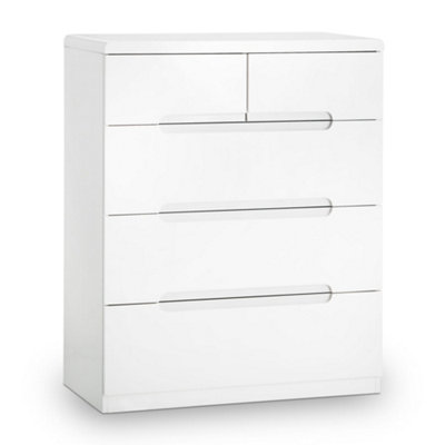 Oakham Premium Midtown 3 + 2 Drawer ChestHigh Gloss White from B&Q