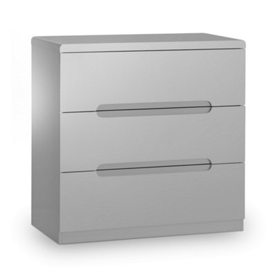 Oakham Premium Midtown 3 Drawer ChestGrey High Gloss from B&Q