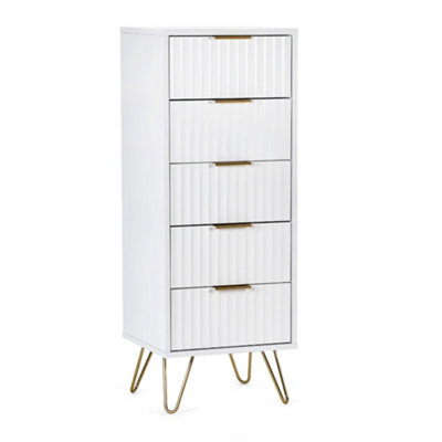 Oakham Premium Siena 5 Drawer TallboyWhite from B&Q