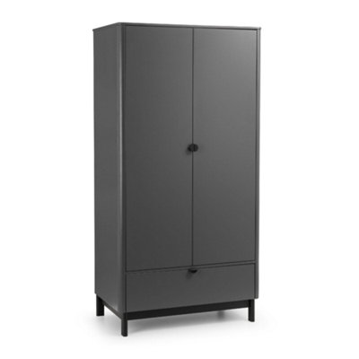 Oakham Premium Nova 2 Door & 1 Drawer Wardrobe In Storm Grey & Black from B&Q