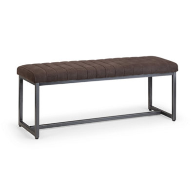 Oakham Premium Kingsley Upholstered Bench In Grey With Gunmetal Frame from B&Q