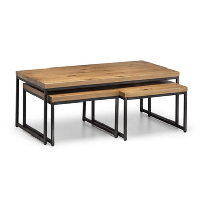 Oakham Lomond Nesting Coffee Tables In Oak And Metal from B&Q