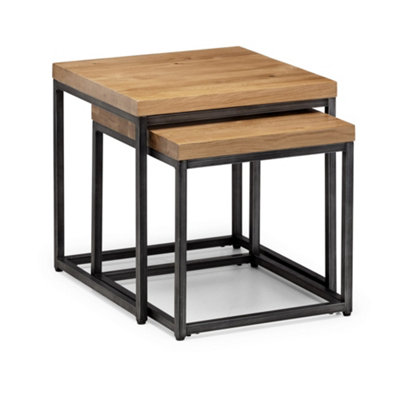 Oakham Lomond Nesting Lamp Tables In Oak And Gunmetal from B&Q