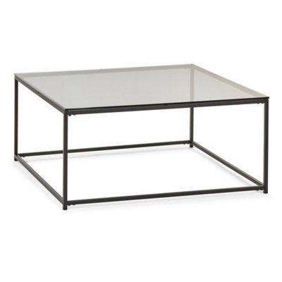 Oakham Stirling Square Coffee Table In Smoked Glass And Black from B&Q