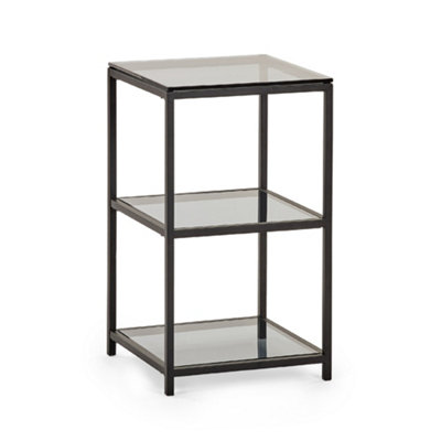 Oakham Stirling Tall Narrow Side Table In Smoked Glass And Black from B&Q