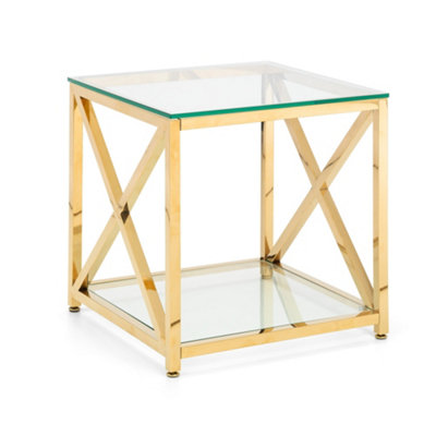 Oakham Monaco Lamp Table In Glass And Gold from B&Q