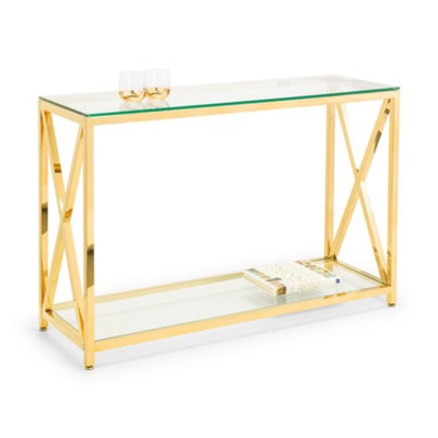 Oakham Monaco Console Table In Glass And Gold from B&Q