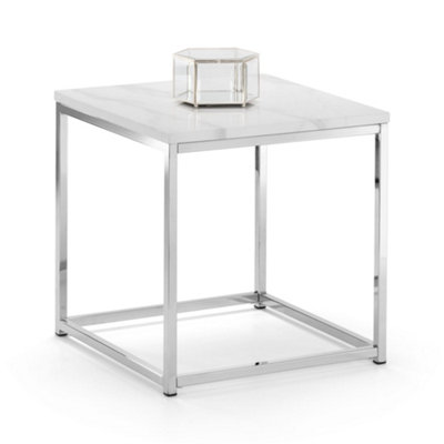 B&Q -  Valenza White Marble Top Lamp Table In White Marble And Chrome