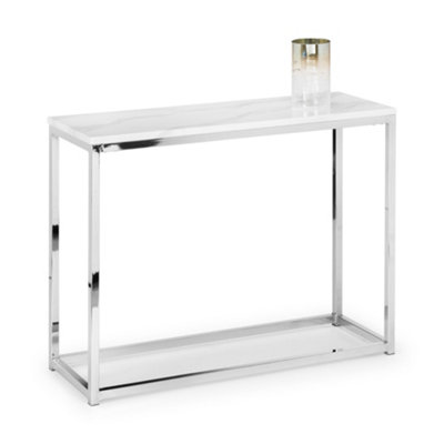 B&Q -  Valenza White Marble Top Console Table In White Marble And Chrome