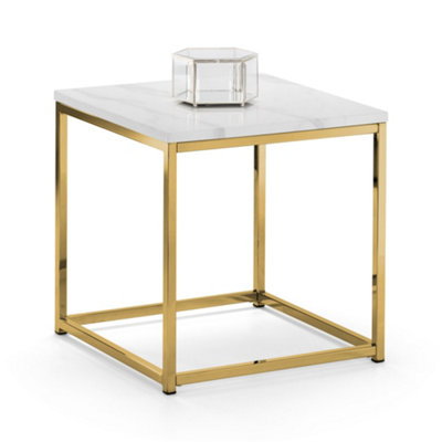 B&Q -  Valenza Lamp Table In White Marble And Gold