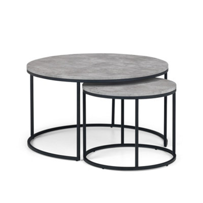 Oakham Harstad Concrete Round Nesting Coffee Table In Concrete And Black from B&Q
