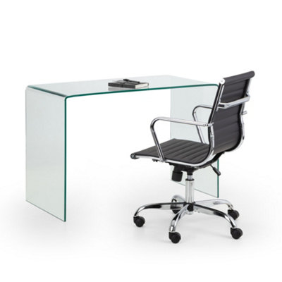 Oakham Signature Montrose Desk With Executive Calder Office Chair In Clear Glass from B&Q