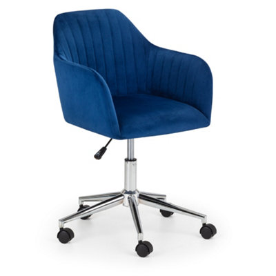 Oakham Executive Ardmore Velvet Swivel Office Chair In Blue And Chrome from B&Q