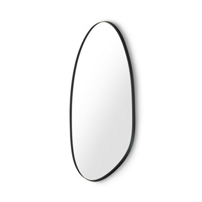Oakham Oblique Black Metal 95Cm Organic Wall Mirror from B&Q