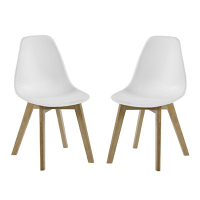 Oakham Alderley Premium White Plastic Dining Chairs With Wooden LegsSet Of 2 from B&Q