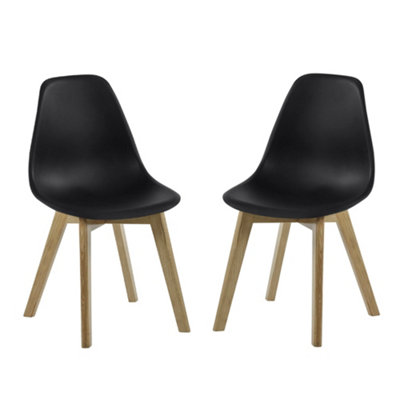 Oakham Alderley Premium Black Plastic Dining Chairs With Wooden LegsSet Of 2 from B&Q