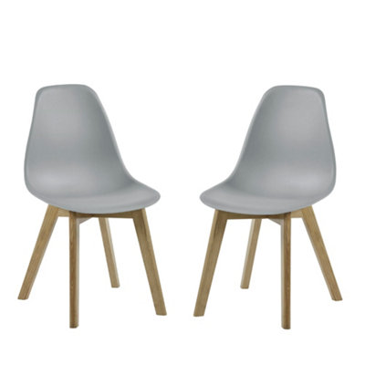 Oakham Alderley Premium Grey Plastic Dining Chairs With Wooden LegsSet Of 2 from B&Q