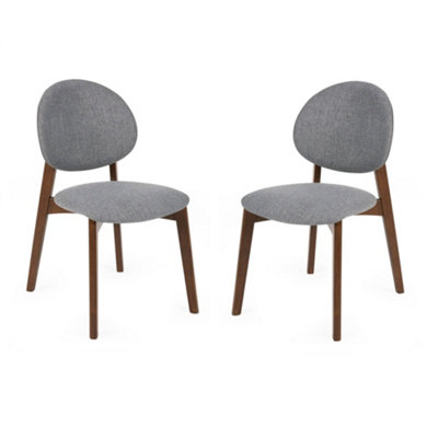 Oakham Delacroix Premium Walnut And Grey Dining ChairsSet Of 2 from B&Q