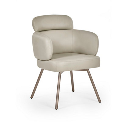 B&Q -  Lorenza Premium Beige Faux Leather Swivel Dining ChairsSet Of 2