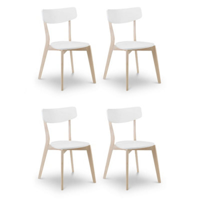 Oakham Portland Premium White And Oak Dining ChairsSet Of 4 from B&Q