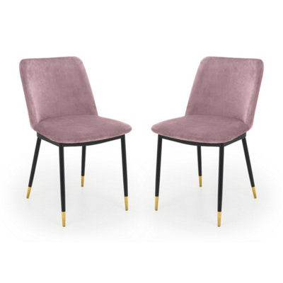 B&Q -  Celeste Premium Dusky Pink Dining ChairsSet Of 2