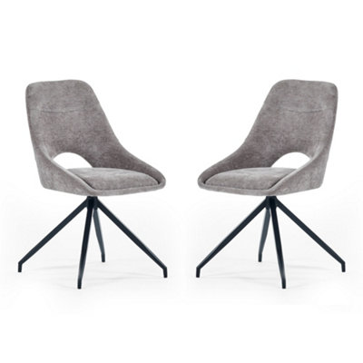 Oakham Pembroke Premium Grey Chenille Upholstered Dining ChairsSet Of 2 from B&Q