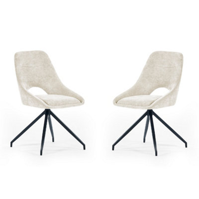 Oakham Pembroke Premium Cream Chenille Upholstered Dining ChairsSet Of 2 from B&Q